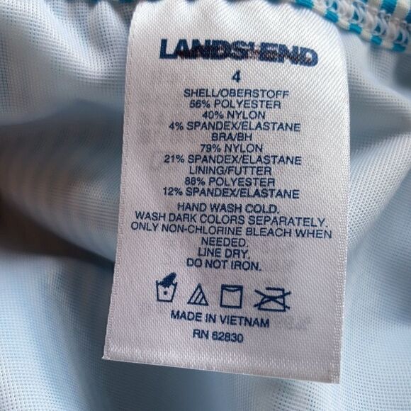 Land’s End swim shirt sleeve bathing suit top Tankini textured striped multi 4 - Picture 7 of 10